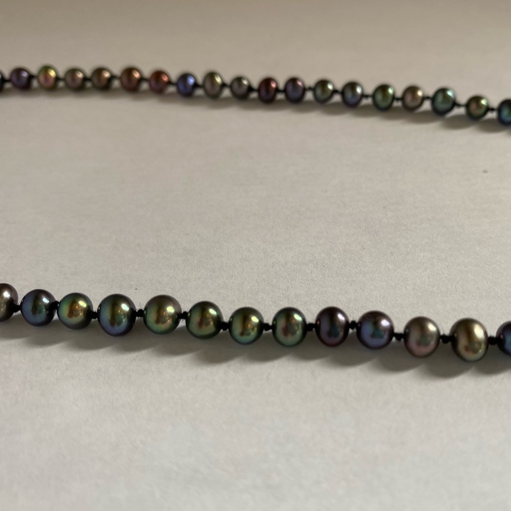 Genuine Freshwater Pearl Purple Blue Green Women’s Sterling 925 Choker Necklace - Picture 5 of 6